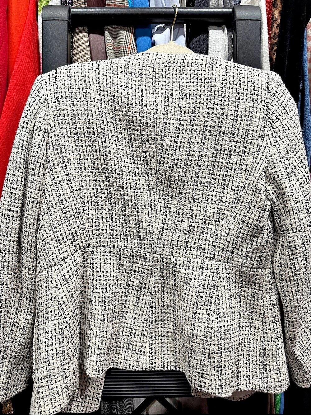 Zara Textured Tweed Blazer White & Black Size Small - Picture 3 of 3